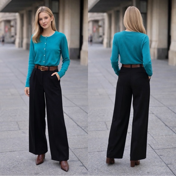 Massimo Dutti Sweaters - MASSIMO DUTTI Cotton Silk Teal Knit Short Cardigan Sz M